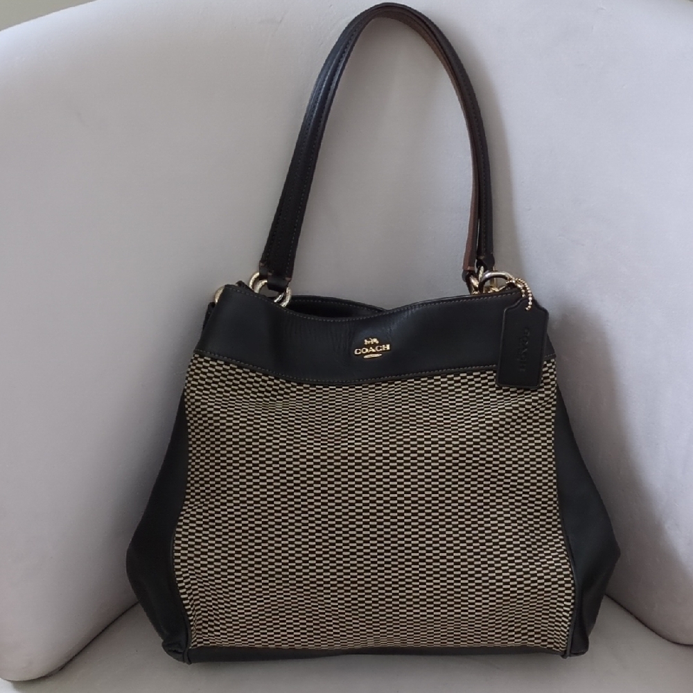 Coach Lexy Legacy Jacquard Shoulder Bag Fabric And Leather Very Gently Used